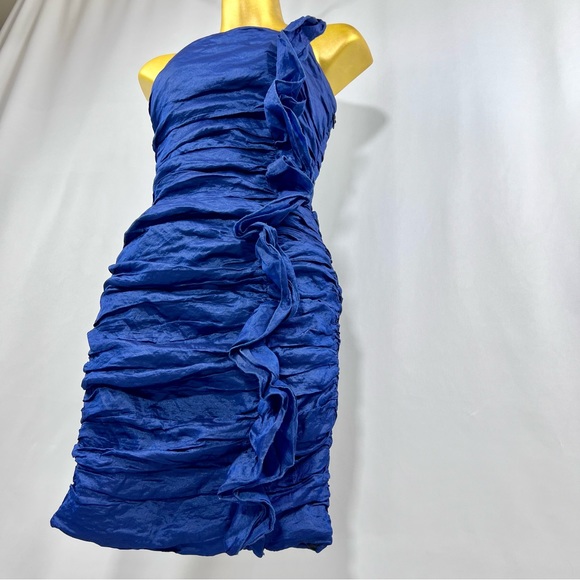 Bebe strapless hourglass dress with ruffles size S small color indigo blue - Picture 7 of 10